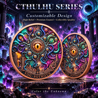 Médaille d'art Yog-Sothoth en cuivre pur 999 de 1 oz, 3D en relief, couleur UV, qualité muséale, pièce de collection