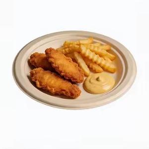 Assiettes compostables en bagasse naturelle, résistantes à l'huile, pour la maison, les repas quotidiens, les desserts et les fruits frais - Product Image 2