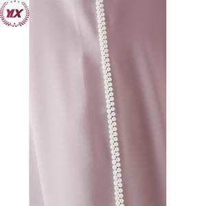 2023 vestidos modestos para mujer, adornado con perlas, crepé fluido, cuentas de perlas, cuello de solapa púrpura claro, Abaya, vestido musulmán para mujer - Product Image 5