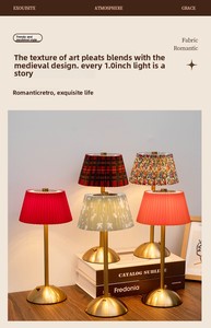 Modern Minimalist Pleated Fabric with Metal Accents Bedroom Bedside Lamp: USB-Rechargeable Night <strong>Light</strong>, Decorative <strong>Table</strong> Lamp - Product Image 4