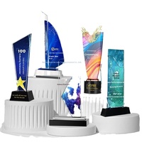 Trophée en cristal de style chinois HZ, nouveau trophée en verre de cristal blanc élégant, support pour employé exceptionnel, récompense personnalisée gravée