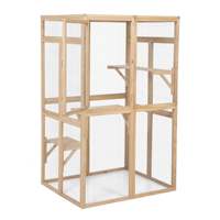 Maison pour chat en bois massif JX Outdoor, avec un grand espace intérieur pour le bricolage, équipée d'une plateforme d'escalade