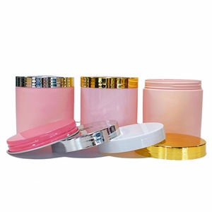 Pots en plastique givrés roses vides de 50g, 6oz, 10oz, 12oz, 16oz avec couvercle pour produits de beauté (baumes à lèvres, gommages corporels, beurres corporels) - Product Image 3