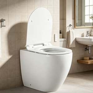 WC moderne ultra-mince en céramique de qualité supérieure, à poser au sol, avec design épuré et chasse d'eau avancée - Product Image 2