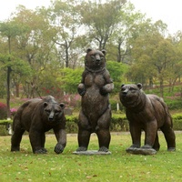 Sculpture d'ours polaire simulée entièrement faite à la main pour l'extérieur, ornement en fibre de verre, grand ours noir pour parcs et zones scéniques