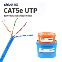 Kabel Ethernet LAN Tembaga Telanjang 4 Pasangan 24AWG Biru CAT5e UTP 1000Mbps untuk Modem Kabel Ethernet Cat 5e Grosir