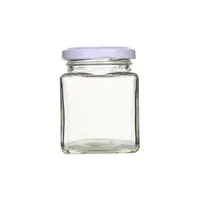Barattolo di vetro vuoto per caramelle barattoli per imballaggio alimentare barattolo di vetro per miele di forma quadrata all'ingrosso con coperchio twist off nero