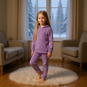 Tuta in Pile per Ragazze con Cappuccio, Maniche Lunghe, Tinta Unita, Abbigliamento Casual Invernale con Tasche Laterali, Vestibilità Regolare, 100% Poliestere - Product Image 2