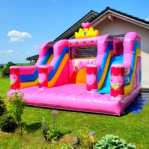 Aufblasbare prinzessinnen-hupfburg <b>inflatable</b> pink bouncy castle slide combo commercial kids bounce house - Product Image 1