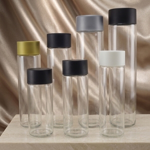 ขวดน้ำเปล่าทรงกระบอกแบบ <span class=keywords><strong>VOSS</strong></span> ขนาด 250 มล. 8 ออนซ์ ทำจากแก้ว สำหรับ<span class=keywords><strong>น้ำแร่</strong></span> น้ำผลไม้ พร้อมฝาเกลียว - Product Image 1