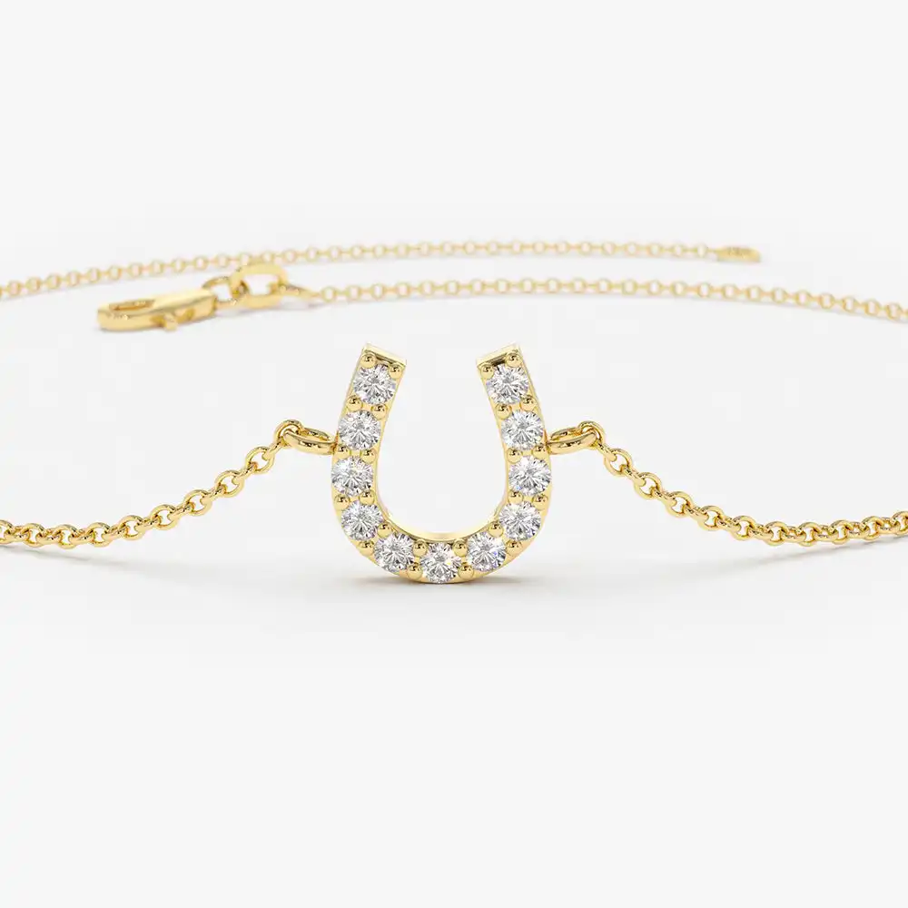 مجوهرات VLOVE الراقية للنساء سوار 14k الماس حدوة حصان صغيرة