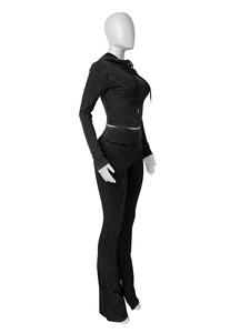 CUTENOVA Z1016ST02 2024 autunno 2 pezzi <span class=keywords><strong>tuta</strong></span> da <span class=keywords><strong>donna</strong></span> <span class=keywords><strong>con</strong></span> cerniera Crop Top pantaloni due pezzi Casual da <span class=keywords><strong>donna</strong></span> - Product Image 4