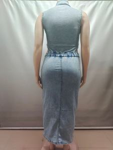 ZHEZHE Abbigliamento Femminile Europeo e Americano, Nuovo Abito Senza Maniche con Collo all'Americana e Bottoni, Moda Autunno-Inverno - Product Image 6