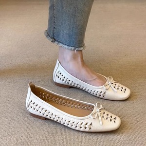 Zapatos planos franceses de cuero genuino suave para mujer, con punta cuadrada, transpirables, con suela suave, para verano, para uso diario - Product Image 5