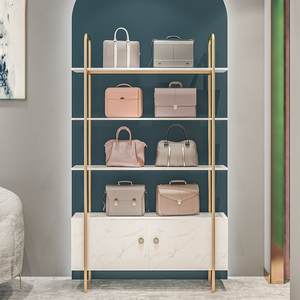 Xinde tùy chỉnh khá sang trọng Giày cửa hàng đồ nội thất kim loại Giày hiển thị tường kệ Vàng hiển thị cho cửa hàng bán lẻ - Product Image 6