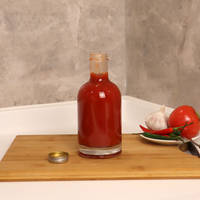 Bouteilles en verre rondes nordiques Flint 375 ml pour sirop, sauce BBQ, sauce chili avec couvercles métalliques