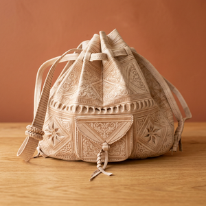 Mochila de Cuero Genuino Hecha a Mano con Cierre de Cordón, Estilo Clásico, Bolsa de Viaje Resistente para Mujer - Product Image 1