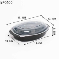 Conteneurs alimentaires jetables rectangulaires modernes en PP durables, modèle MPO Mercura, vente en gros