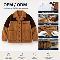 Veste en polaire sherpa bicolore contrastée personnalisée, col cranté, boutons, broderie de marque, épaisse et chaude, pour l'extérieur, hiver