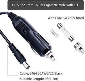 Câble adaptateur allume-cigare 12V pour voiture / Adaptateur allume-cigare, cordon d'alimentation CC / pour réfrigérateur de voiture, compresseur d'air - Product Image 2