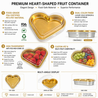 Boîte de rangement pour fruits en forme de cœur avec couvercle transparent anti-buée, emballage alimentaire en PET RPET de qualité alimentaire pour fraises, salades, chocolat, cadeaux