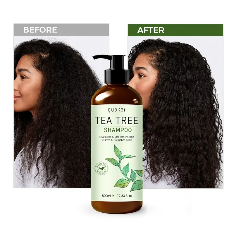 Qquaker Sulfate Free Anti-Dandruff Tea Tree Oil Shampoo And Conditioner Wholesale All Hair Types Saclp Care For Curl