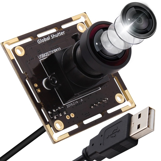 ELP 720P 60FPS Global Shutter Camera Fisheye Wide Angle Monochrome Usb Camera Module
