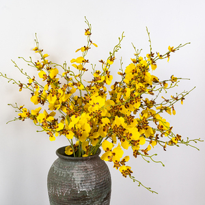 <span class=keywords><strong>Orchidée</strong></span> artificielle jaune <span class=keywords><strong>Oncidium</strong></span> réaliste et souple de 81 cm, idéale pour les arrangements floraux et les mariages - Product Image 2