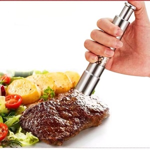 Stainless Steel Salt and <b>Pepper</b> Thumb Push Button for Hand Operation Thumb Press Peppercorns Sea Salt Spices - Product Image 1