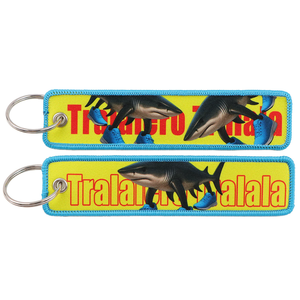 3 Styles Logo personnalisé Cartoon Tung Tung Tung Sahur <span class=keywords><strong>Doudou</strong></span> Brainrot Shark tissé brodé Porte-clés moto Jet Tag Porte-clés - Product Image 3