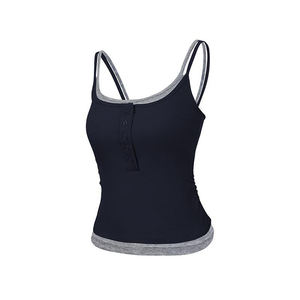 Top Deportivo de Dos Piezas con Bloques de Color, Camiseta sin Mangas Acanalada con Relleno, Prenda Exterior, Top de Punto sin Mangas de una Sola Pieza - Product Image 2