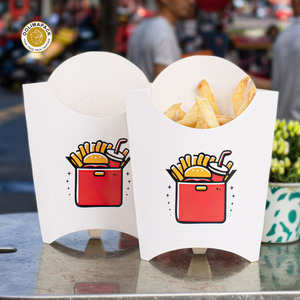 Caja de cartón en forma de cono para patatas fritas con logotipo personalizado OOLIMA, detalle de lámina en relieve compensada para embalaje de alimentos para llevar - Product Image 1
