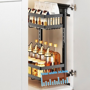 Giá để đồ chia ngăn đứng, không gấp, có ngăn kéo đựng gia vị, hai tầng, giỏ kim loại vệ sinh nhà bếp bên trong - Product Image 4