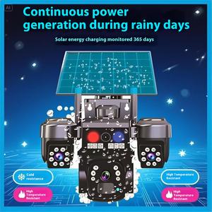 كاميرا أمان خارجية تعمل بالطاقة الشمسية مع 3 عدسات ودقة 12 ميجابكسل وبطاقة SIM 4G وإنذار مزدوج وتتبع للحركة - Product Image 3