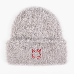 Bonnets <span class=keywords><strong>en</strong></span> peluche avec logo personnalisé Bonnet tricoté chaud d'hiver <span class=keywords><strong>en</strong></span> jacquard <span class=keywords><strong>mohair</strong></span> unisexe avec logo brodé personnalisé - Product Image 5