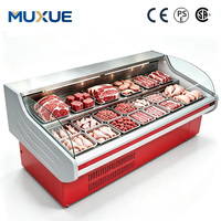 Lemari Pendingin Daging Profesional MUXUE, Kabinet Display Daging Supermarket, Pendingin Udara, Bahan Stainless Steel