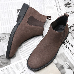 Botas Chelsea Estilo Británico para Hombre, Parte Superior de Cuero Genuino, Forro de Cuero Sintético, Suela de Goma de Cilindro Medio, Invierno - Product Image 3