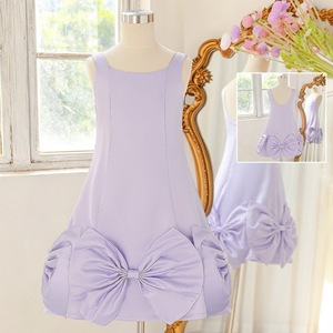 <span class=keywords><strong>Vestido</strong></span> <span class=keywords><strong>de</strong></span> satén sin mangas con cuello cuadrado para niñas, con gran lazo en la espalda, color liso, ideal para cumpleaños, uso diario, fotografía, fiestas y actuaciones. - Product Image 5