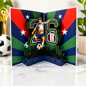 2026 New 3D Pop-Up Football Greeting <b>Card</b> Digital Printing Matte Varnishing Paper Global Soccer Tournament Birthday Gift Fans - Product Image 1
