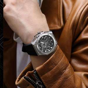 Megir 8603 Men Watch Fashion Hollow Out Luminous Hands 8603G <b>Automatic</b> Movement Mechanical Silicone Band Casual Man Watches - Product Image 5