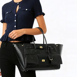 Sacs à bandoulière surdimensionnés en cuir PU <span class=keywords><strong>noir</strong></span> pour femmes, <span class=keywords><strong>sac</strong></span> hobo de créateur, <span class=keywords><strong>grand</strong></span> <span class=keywords><strong>sac</strong></span> fourre-tout, <span class=keywords><strong>sac</strong></span> de luxe - Product Image 4