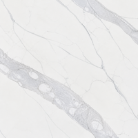 Dalle de pierre frittée Calacatta Premium 1600x3200, blanc brillant avec veines grises classiques, aspect marbre, pour intérieur de villa