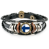 Bracelet en cuir vintage avec drapeau du Kenya, drapeaux nationaux du monde, bracelet multicouche de style punk, orné de cristaux, personnalisé