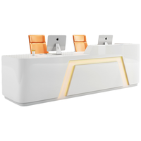 Comptoir de réception Lumière LED blanche Mobilier de bureau de haute qualité Comptoir de bureau en bois MDF Salon de beauté Bureaux de réception blancs