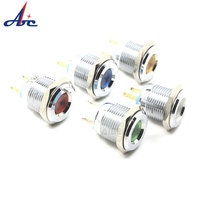 16mm Étanche IP67 Électrique Led Voyants Jaune Concave Tête Point Rouge Bleu pilote Pin Terminal Métal IP67 24V Led Lumière