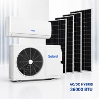 Climatiseur solaire hybride mural DC Inverter 36000 BTU 3 CV, unité split, compresseur rotatif double R32, intelligent pour la maison