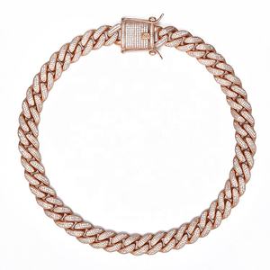 Collana Hip Hop personalizzata 2023 nuovo <span class=keywords><strong>Design</strong></span> gioielli placcato oro rosa uomini donne CZ catene a maglie cubane per Rapper gioielli all'ingrosso - Product Image 5