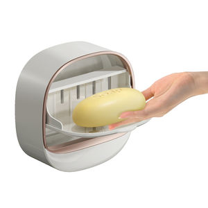 Étanche sans perceuse salle de bain mural <span class=keywords><strong>porte</strong></span>-<span class=keywords><strong>savon</strong></span> ABS vidange boîte à <span class=keywords><strong>savon</strong></span> avec couvercle - Product Image 2