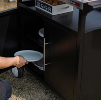 Carrito de Barbacoa Móvil para Exteriores con Superficie de Acero Inoxidable 403, Mesa de Preparación para Barbacoa con Puerto de Acceso para Manguera de Gas para Barbacoa en el Patio Trasero