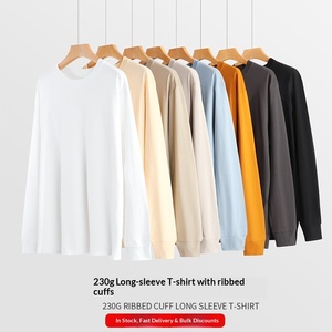 T-shirt à manches longues en coton peigné lourd 230g pour hommes et femmes, respirant, anti-humidité, coupe ample, <span class=keywords><strong>col</strong></span> rond - Product Image 3